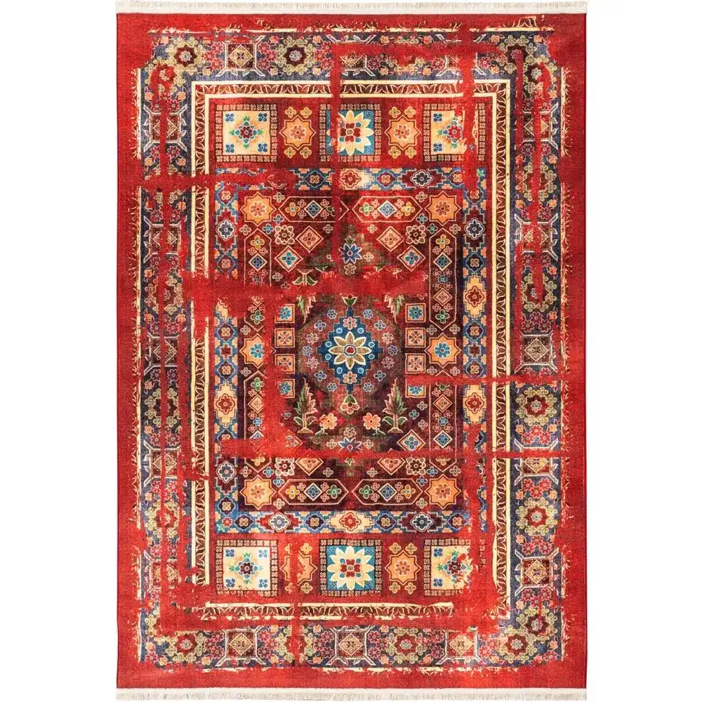 فرش ماشینی فانتزی طرح 25tt0100 قرمز 700 شانه